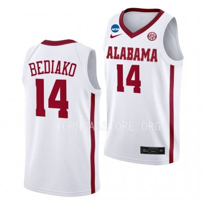 Men's Alabama Crimson Tide #14 Charles Bediako 2023 March Madness NCAA White College Basketball Jersey 2403IRPW0